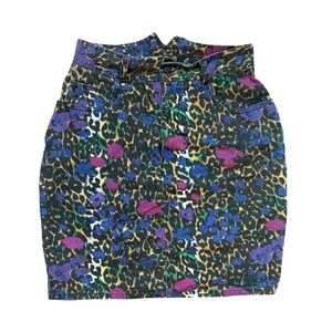 Vtg 80s/90s Contempo Casuals Skirt Leopard Print Floral Sz. 8
